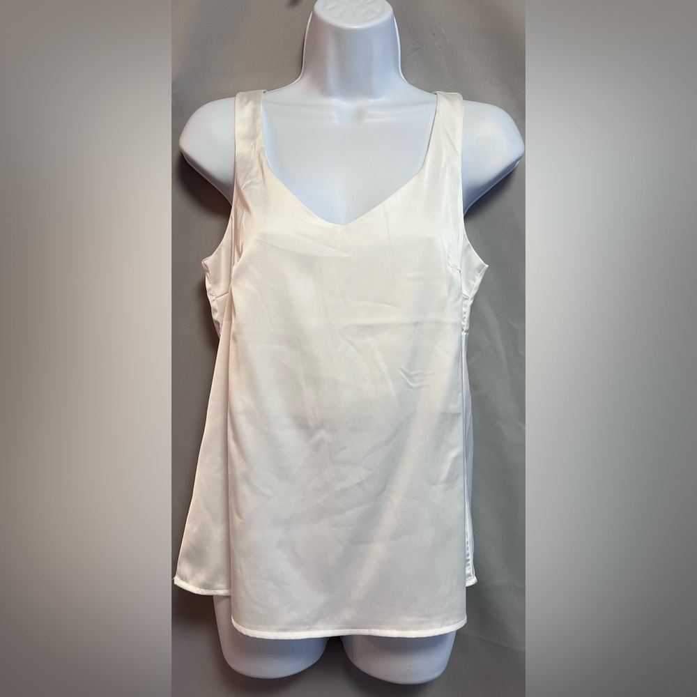 White Sz XS Top Tank Casual or Dress Silky‎ Sleeveless  AOULAYDO